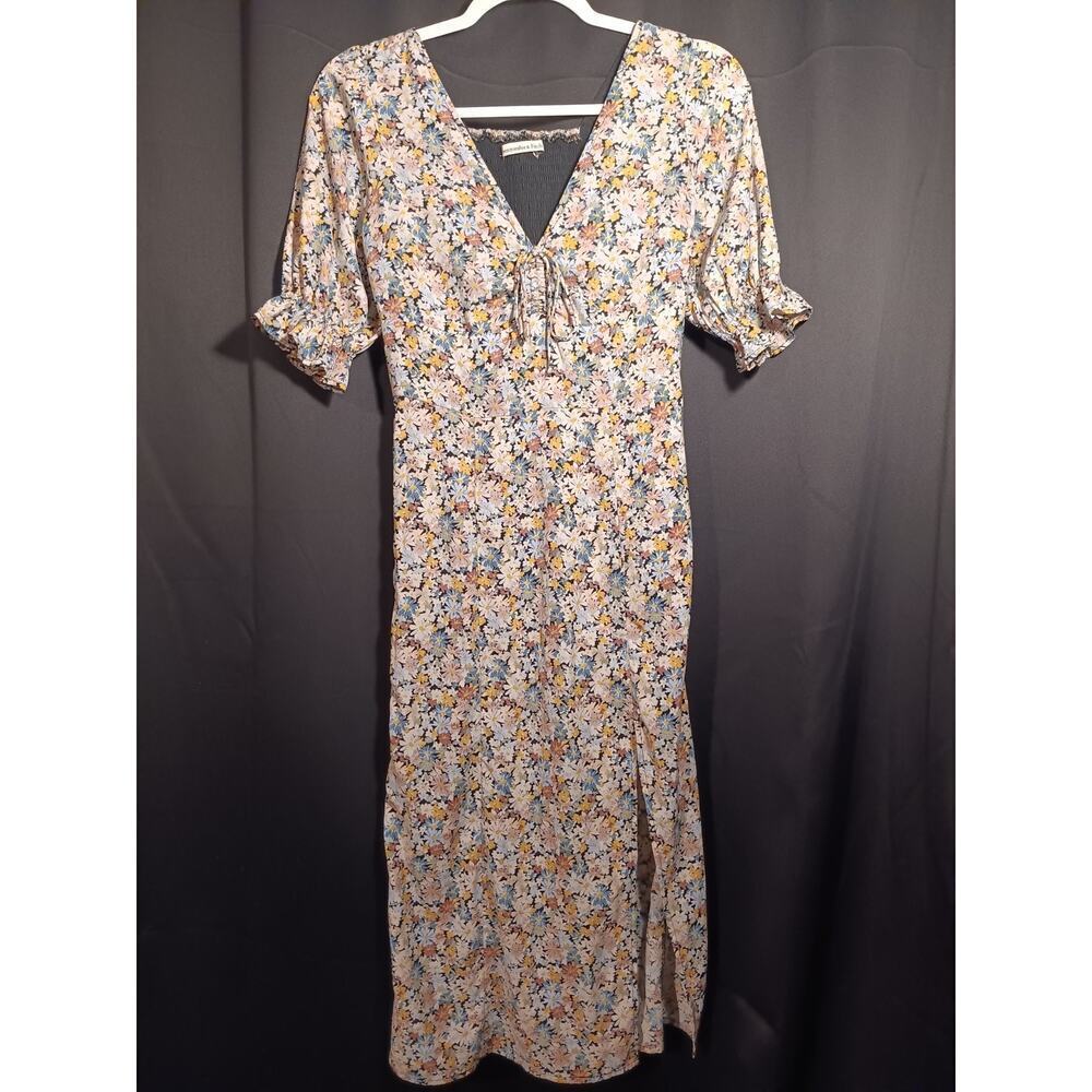 Abercrombie Fitch Floral Ruffle Midi Dress XXS Spring Easter Cottage Feminine - Picture 3 of 7